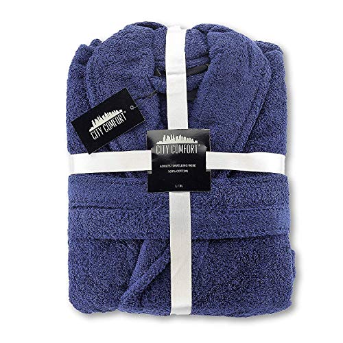 Bata de baño para hombre, 100 % rizo de algodón, perfecta para el gimnasio, ducha, spa, hotel, vacaciones. Azul azul marino X-Large