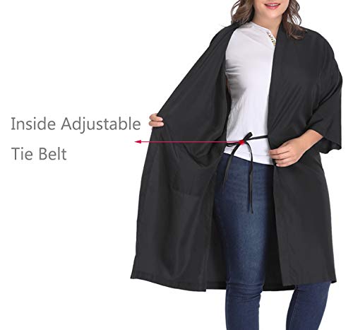 Bata de peluquería para cliente estilo kimono, Capa para peluquería – 109cm de largo (Negro)