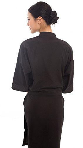 Bata Estilo Kimono para Clientes de Salón de Peluquería – 109 cm Largo (Negro)