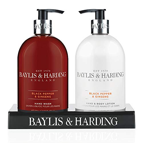 Baylis y Harding Mosaico para hombre Negro Pimienta y Ginseng 2 botellas conjunto en un bastidor Negro Acrílico