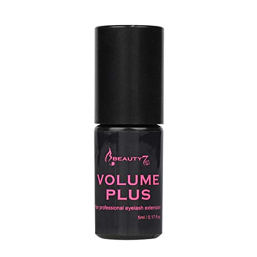 Beauty7 Volume Plus Negro Pegamento Adhesivo de Pestañas 0.5-1 Segundos de Secado Rápido para Extensión de Pestañas Postizas Individuales 5ml