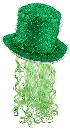 Beistle 30704-g espumillón Parte Superior Gorro de Fiesta con Rizado Peluca, Verde