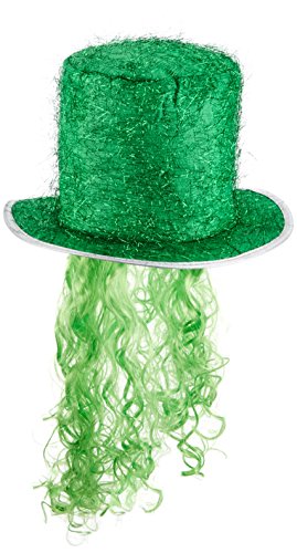 Beistle 30704-g espumillón Parte Superior Gorro de Fiesta con Rizado Peluca, Verde