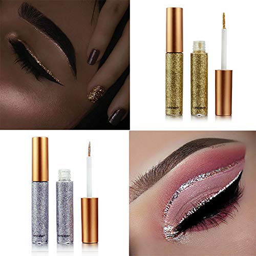 Beito 1 unid brillante impermeable de sombra de ojos brillo delineador de ojos líquido maquillaje metálico delineador de ojos lápiz de larga duración ojo herramientas cosméticas(3 plata)