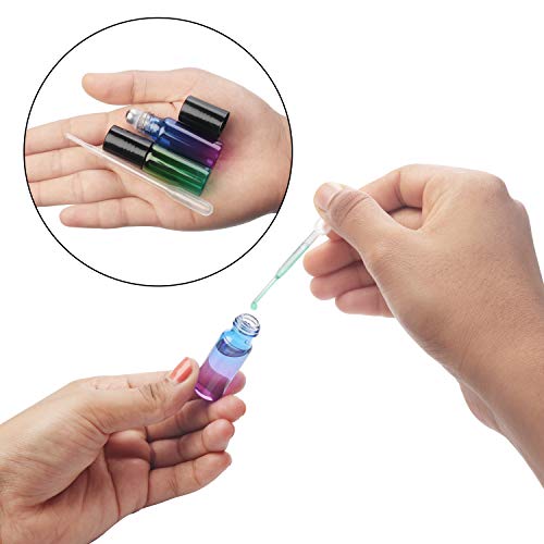 Belle Vous Envase de Roll On (Pack de 20) - Botes Cristal Roll On Color Verde y Azul 5ml Rellenable con Rodillo de Acero Inoxidable Frascos Cristal, Perfume y Regalos de Cosméticos - Incluye Gotero