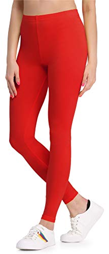 Bellivalini Leggins Mallas Deportivas Largas en Viscosa Mujer BLV50-147 (Rojo, L)