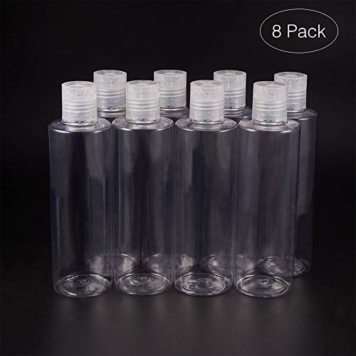 BENECREAT 8 Pack 250ml Botellas Transparente Contenedores Vacíos de Plástico Pet para Jabón de Manos Limpiador Facial, Botellas Recargables y Portátil