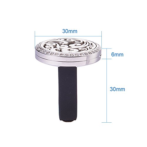 BENECREAT Tree of Life Ambientador para Coche Aromatherapy Difusor de Aceite Esencial Locket de Acero Inoxidable con Vent Clip 10 Almohadillas de Fieltro Lavables