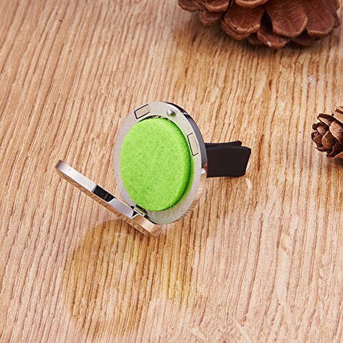 BENECREAT Tree of Life Ambientador para Coche Aromatherapy Difusor de Aceite Esencial Locket de Acero Inoxidable con Vent Clip 10 Almohadillas de Fieltro Lavables