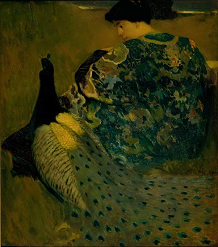 Berkin Arts Arthur Frank Mathews Giclee Imprimir en Lienzo-Pinturas Famosas Arte Fino Póster-Reproducción Decoración de Pared(Vestido mandarín de Arthur Mathew) Tamaño Grande 70.5 x 80cm