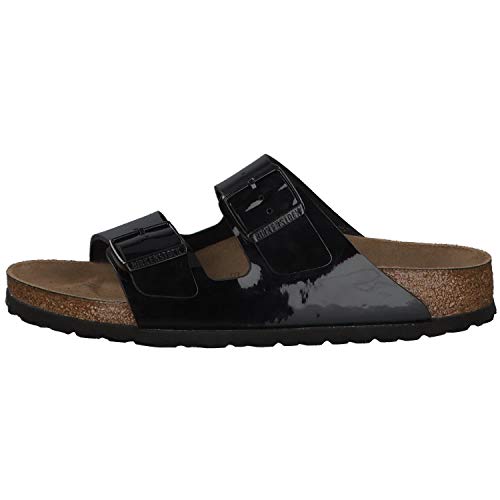 Birkenstock Arizona Birko-flor - Mules Mujer, Negro (Vernis Noir), 43