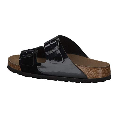 Birkenstock Arizona Birko-flor - Mules Mujer, Negro (Vernis Noir), 43