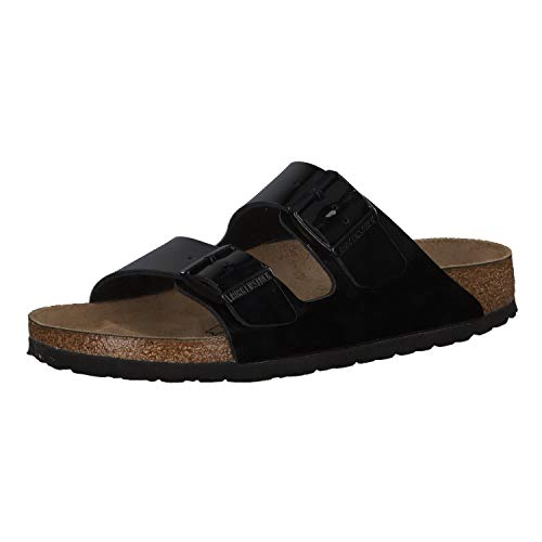 Birkenstock Arizona Birko-flor - Mules Mujer, Negro (Vernis Noir), 43