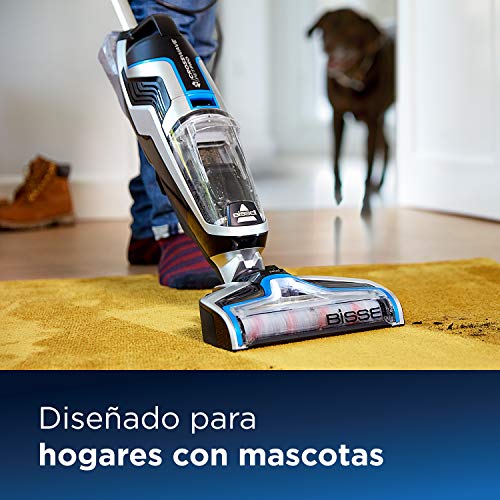 Bissell CrossWave Pet Pro Aspirador y Limpiador Multifuncional para Suelos Duros y alfombras, 560 W, 1.44 litros, 76 Decibelios, plástico, Titanium y Bosonova Azul