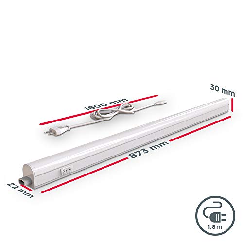 B.K.Licht - Regleta LED bajo armarios y cabinetes, de luz blanca neutra, iluminación bajo mueble con interruptor de luz, 15 W, 4000 K, 1200 lm, color blanco