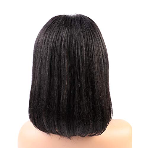 BLISSHAIR Human Hair Wigs 14 pulgada（35.56cm）Short Bob Wig Glueless Lace Front Wigs Straight 130% Density Brazilian Remy Hair Extensions Natural Black For Woman