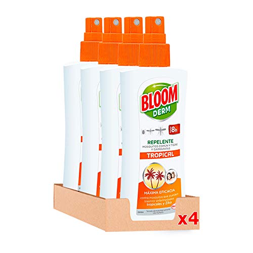 Bloom Repelente Loción Tropical 100ml - Pack de 4, Total: 400ml