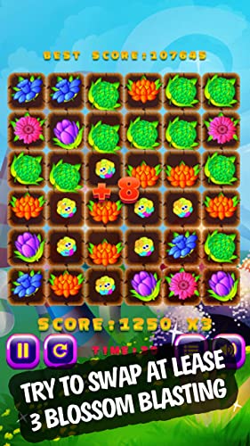 Blossom heroes blast - ¡divertido juego de vinculador al conectar 3 o más flores para hacer unir el colorido jardín del paraíso!