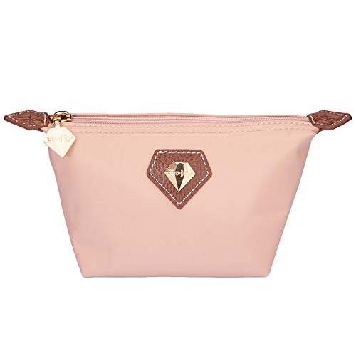 BOJLY Bolsa de Maquillaje, Bolsa de aseo Neceser de Viaje para Hombres y Mujeres, Bolso Cosmético de Nylon Plegable Impermeable Multifuncional, Bolso de Forma Ravioli, Rosa