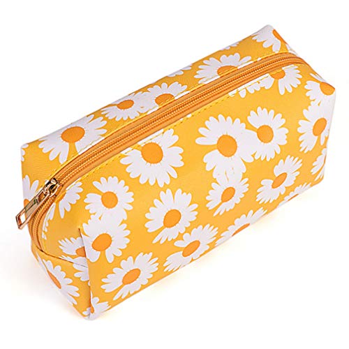 Bolsa de aseo cosmetica,para llevar maquillaje fundamental de bolsa de aseo portátil impermeable de organizador viaje diaria organizador de artículos de aseo al aire libre,margaritas amarillas