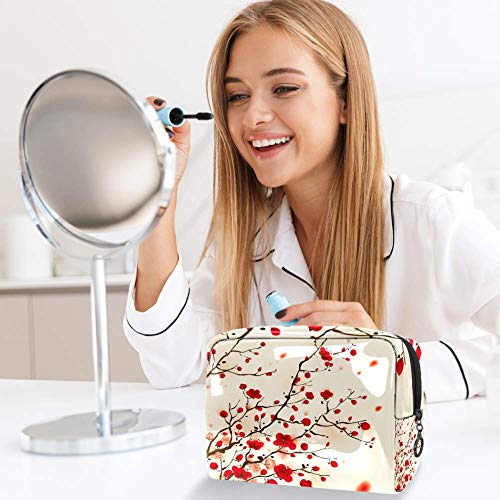 Bolsa de maquillaje portátil con cremallera bolsa de aseo de viaje para las mujeres práctico almacenamiento cosmético bolsa estilo oriental