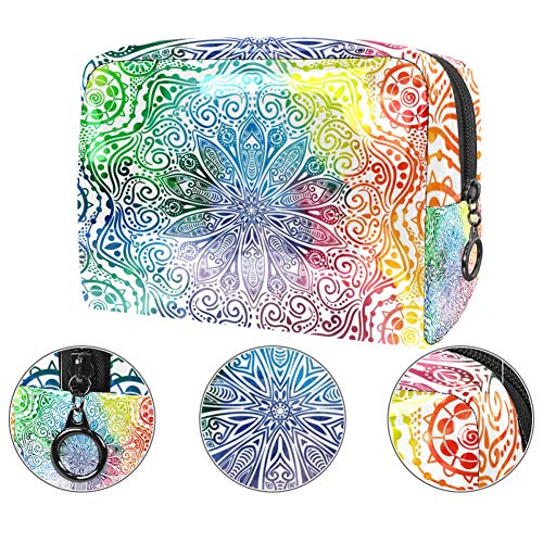 Bolsa de maquillaje portátil con cremallera bolsa de aseo de viaje para mujer práctica bolsa de almacenamiento cosmética flor mandala diseño en estilo oriental