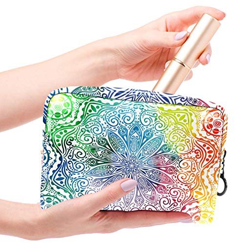 Bolsa de maquillaje portátil con cremallera bolsa de aseo de viaje para mujer práctica bolsa de almacenamiento cosmética flor mandala diseño en estilo oriental