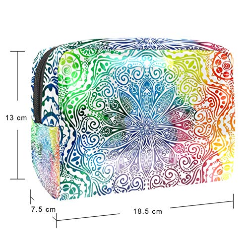 Bolsa de maquillaje portátil con cremallera bolsa de aseo de viaje para mujer práctica bolsa de almacenamiento cosmética flor mandala diseño en estilo oriental