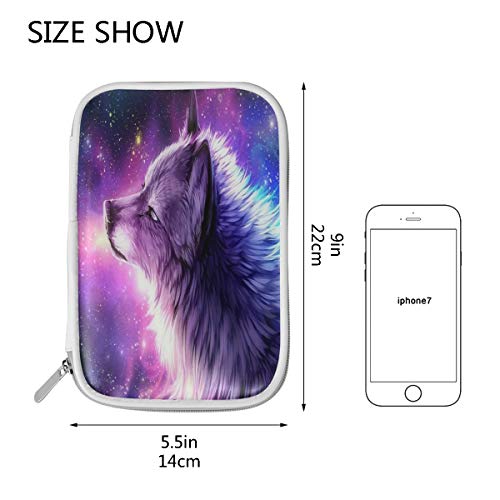 Bolsa para lápices de pintura con lobo para perros, Galaxy y lobo