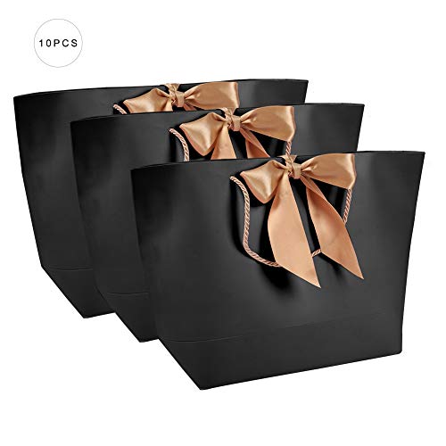 Bolsas de Papel Negras de 10pcs, Bolsas de Papel Simples, Bolsas de Papel de Regalo Decorativas, Bolsas de Papel de Regalo de cosméticos de Ropa, utilizadas para el Embalaje (1#)