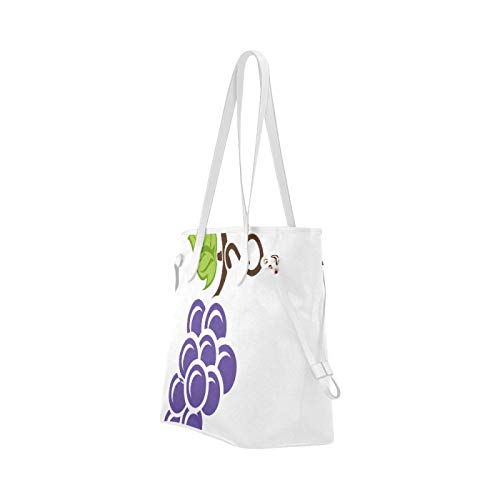 Bolso de compras Bolso de mano Romántico Lindo Dibujos animados Uvas moradas Bolso de herramientas de hombro Bolso de mano de gran capacidad Resistente al agua con asa duradera