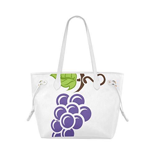 Bolso de compras Bolso de mano Romántico Lindo Dibujos animados Uvas moradas Bolso de herramientas de hombro Bolso de mano de gran capacidad Resistente al agua con asa duradera