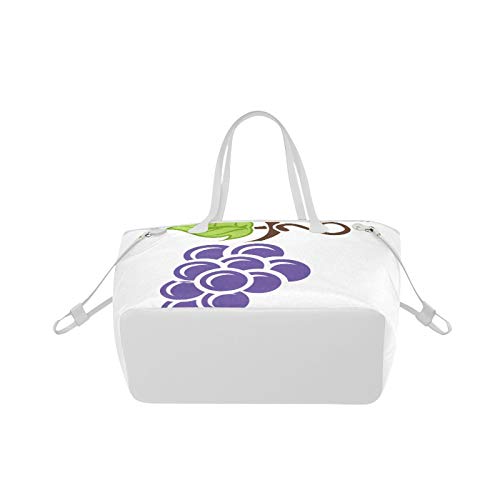 Bolso de compras Bolso de mano Romántico Lindo Dibujos animados Uvas moradas Bolso de herramientas de hombro Bolso de mano de gran capacidad Resistente al agua con asa duradera