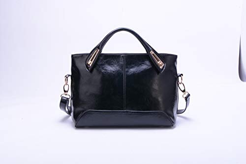 Bolsos de Las Mujeres, Popoti Bolsos de Mensajero de Cuero Bolso de Hombro Messenger Crossbody Bag, Nuevos Bolsillos de Compras Elegantes de la Señora (Negro)