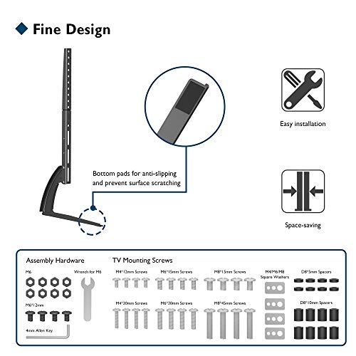 BONTEC Soporte TV de Pie Peanas para TV Patas TV 22-65 Pulgadas LED/LCD/Plasma/Curva/Plana, Soporte Pie Televisores Carga Máx. 50 kg - máximo VESA 800x400 mm