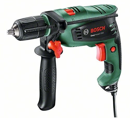 Bosch EasyImpact 550 - Taladro percutor (550 W, empuñadura adicional, tope de profundidad, maletín)