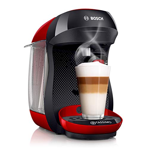 Bosch TAS1003 TASSIMO Happy Cafetera de cápsulas, 1400 W, color rojo y negro