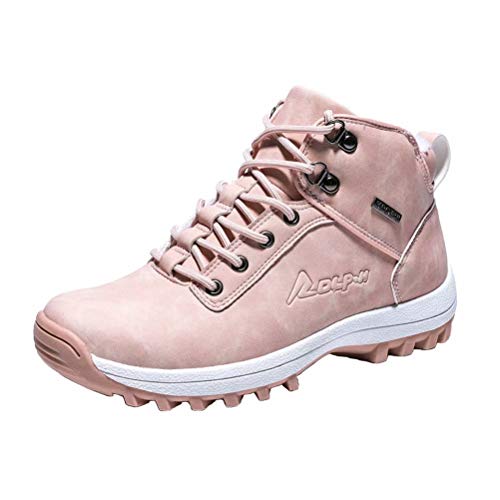 Botas de Nieve Hombre Mujer Botas de Invierno Zapatillas Trekking Impermeables Nieve Antideslizante Calientes Botines Rosado 38