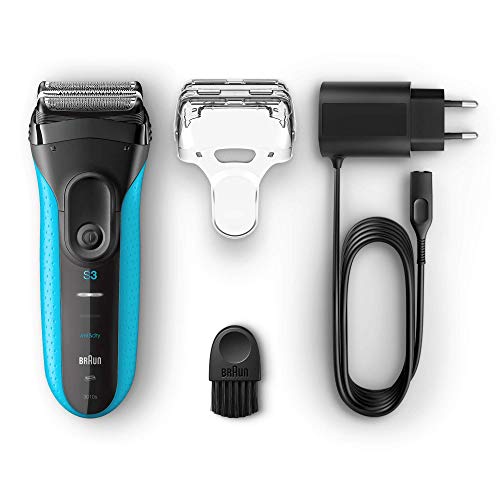 Braun Series 3 ProSkin 3010 s Afeitadora eléctrica hombre, Afeitadora Barba Inalámbrica y Recargable, Wet&Dry, Máquina de Afeitar para Hombre, Negro/Azul