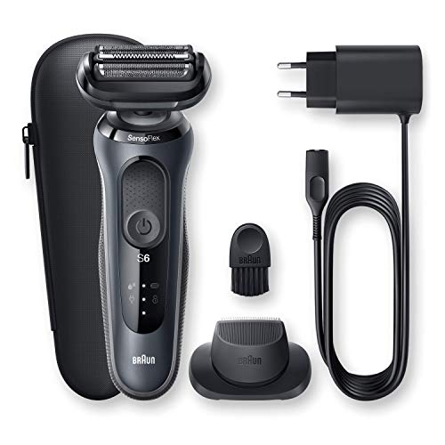 Braun Series 6 60-N1200s Afeitadora Eléctrica, máquina de afeitar barba hombre de Lámina, Con Recortadora De Precisión, Uso En Seco Y Mojado, Recargable, Inalámbrica, Gris