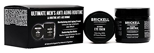 Brickell Men's – Rutina Antienvejecimiento Extrema – Crema antiarrugas de noche y Crema para ojos para reducir inflamación, arrugas, ojeras y bolsas – Orgánica y natural