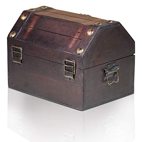 Brynnberg Caja de Madera Lionshead S 22x16x16cm - Cofre del Tesoro Pirata de Estilo Vintage - Hecha a Mano - Diseño Retro - joyero