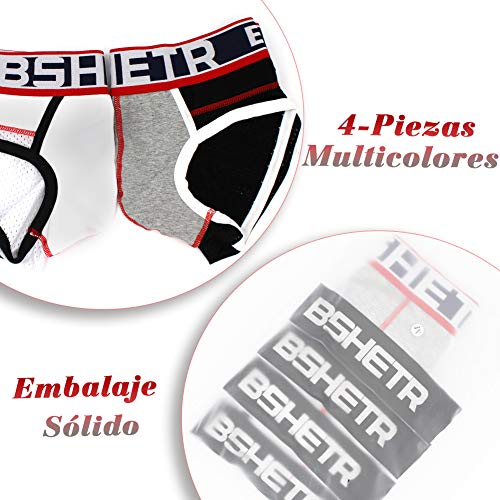 BSHETR Calzoncillos Slip de Algodón Transpirable Ropa Interior para Hombre Elástica (R911, L)