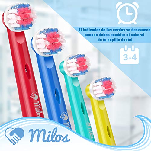 Cabezales de Recambio Oral B Infantil, Paquete de 4 Cabezales para Cepillo de Dientes Eléctricos para Niños de Milos