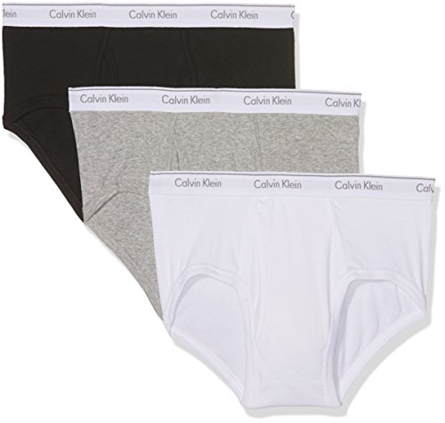 Calvin Klein 3p Brief Slip, Multicolor (Black/White/Grey Heather), Large (Pack de 3) para Hombre