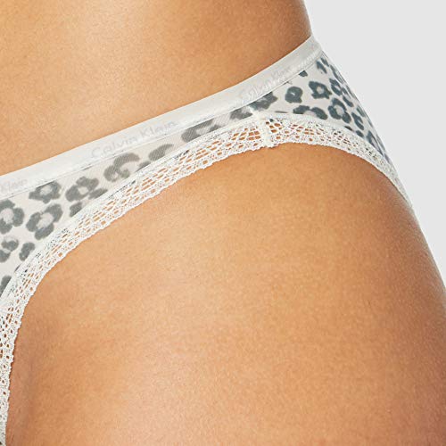 Calvin Klein Bikini Tanga, Blanco (Shadow Animal Print Vr9), 46 (Talla del Fabricante: X-Large) (Pack de 2) para Mujer