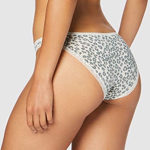 Calvin Klein Bikini Tanga, Blanco (Shadow Animal Print Vr9), 46 (Talla del Fabricante: X-Large) (Pack de 2) para Mujer