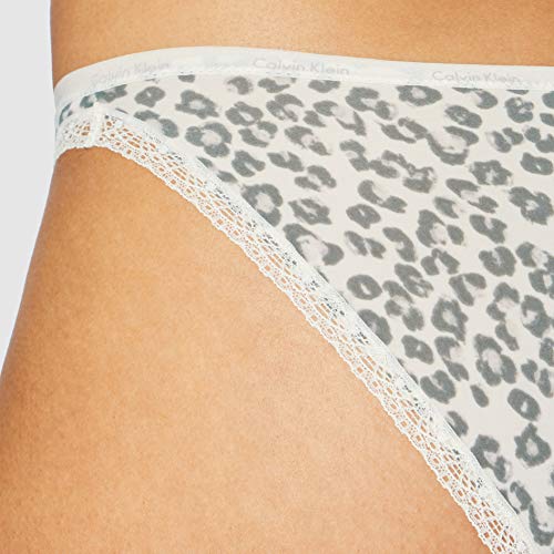 Calvin Klein Bikini Tanga, Blanco (Shadow Animal Print Vr9), 46 (Talla del Fabricante: X-Large) (Pack de 2) para Mujer