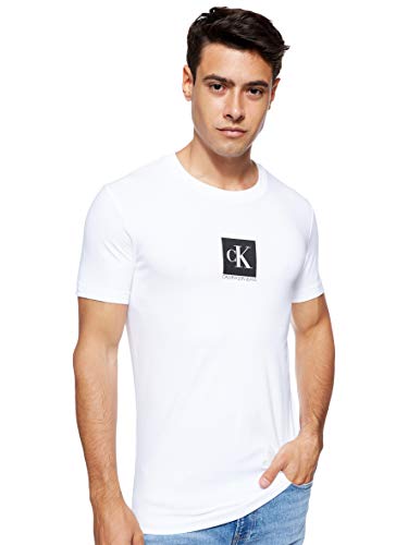 Calvin Klein Center Monogram Box Slim tee Camiseta, Blanco (Bright White Yaf), Large para Hombre