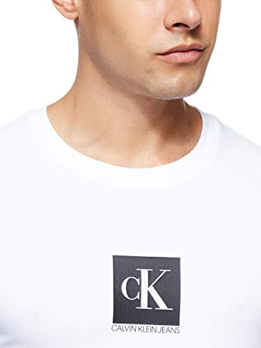 Calvin Klein Center Monogram Box Slim tee Camiseta, Blanco (Bright White Yaf), Large para Hombre